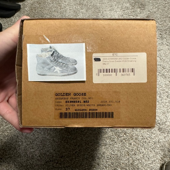 Golden Goose Francy Silver Glitter Suede & Shearling Sneaker sz 37 - Picture 11 of 13